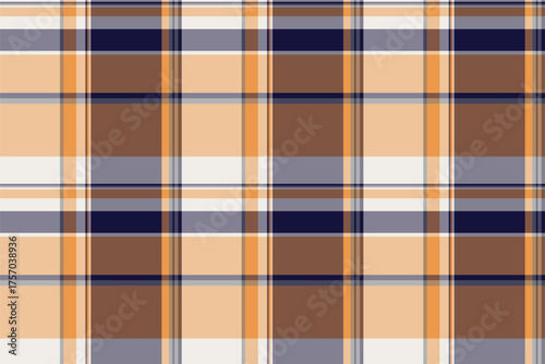 Duvet cover pattern tartan background, suit check textile texture. Craft plaid vector seamless fabric in orange and pastel colors.