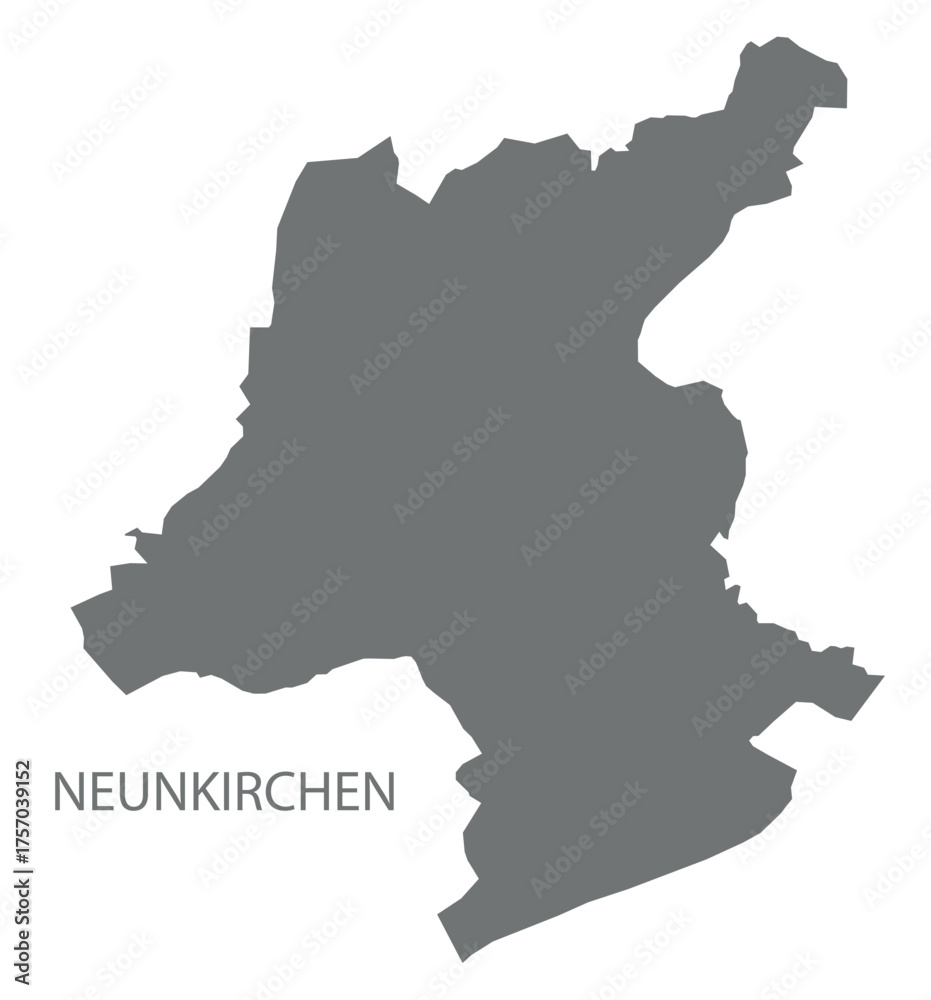 Fototapeta premium Neunkirchen city map with boroughs grey illustration silhouette shape