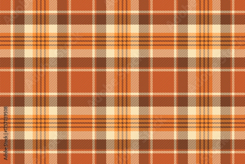 Genuine plaid seamless fabric, horizontal pattern background tartan. Advertising texture textile vector check in orange and light colors.