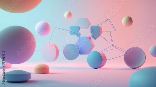 Geometric Shapes in Pastel Colors Background for Abstract Art Design