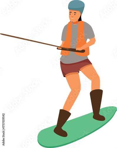 Female athlete wakeboarding, enjoying extreme water sport on summer day