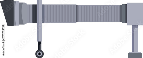 Passengers using an extendable jet bridge to board or disembark an airplane at the airport