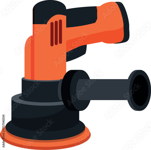 Orange and black orbital sander isolated on white background, ideal for sanding and polishing wood