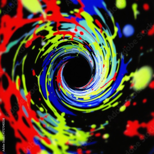 Vibrant Colorful Paint Swirl Against Black Backdrop Splatter Motion