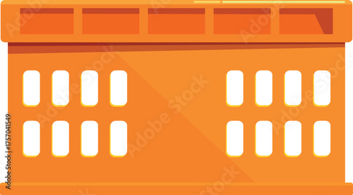 Empty orange plastic storage crate with ventilation holes, ideal for transportation and organization