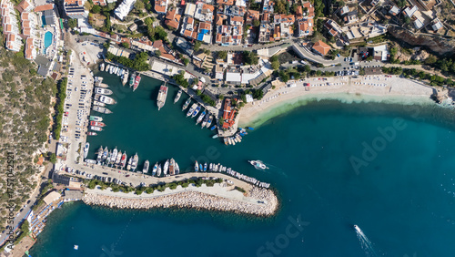 Fototapeta Naklejka Na Ścianę i Meble -  Stunning Aerial View of Kalkan Harbor and White Sand Beaches