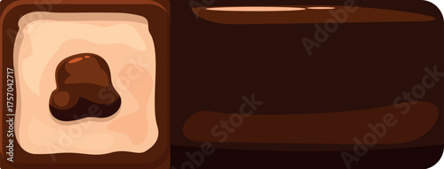 Opened chocolate candy bar revealing creamy filling, tempting confectionery delight