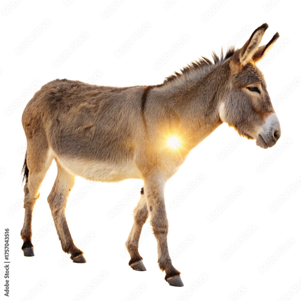Fototapeta premium Adorable donkey stands alert showcasing its gentle nature and sturdy build perfect for farm or educational content 