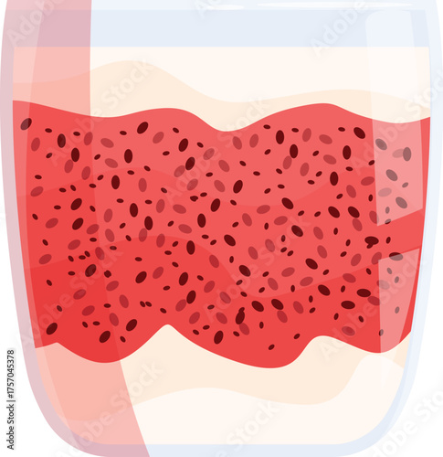 Creamy chia seed pudding with layers of vibrant fruit puree creating a visually appealing and healthy treat