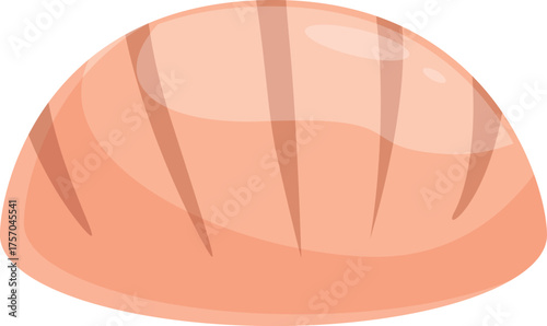 Delicious looking freshly baked bread loaf with a golden crust and decorative slashes, isolated on white