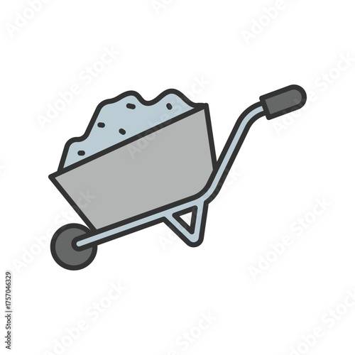 Wheelbarrow icon with white background vector stock illustration