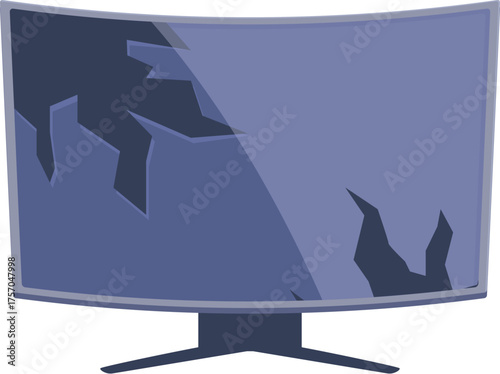 Curved monitor with visible cracks on the screen, illustrating a broken or damaged computer display