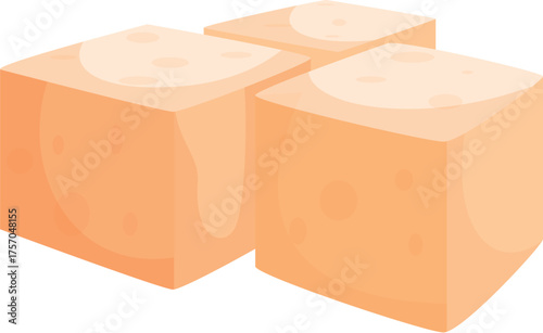 Three tofu cubes are waiting to be cooked and seasoned for a healthy and protein rich meal