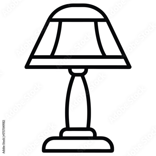 Simple Table Lamp Vector Icon – Minimal Home Decor Illustration