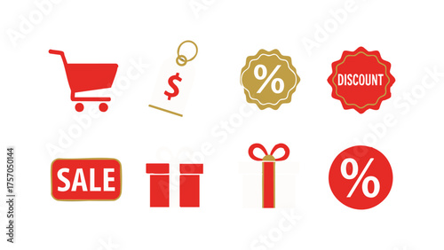 Curated collection of e-commerce sales, discount, and shopping icons, optimized for intelligent retail marketing strategies and online promotion designs