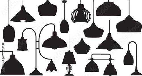 Assortment of Pendant and Table Lamp Silhouettes lamps