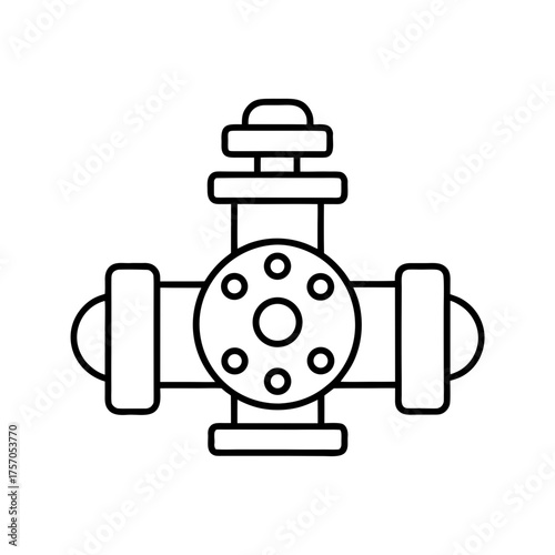 Illustration of a valve with circular flange design on transparent background