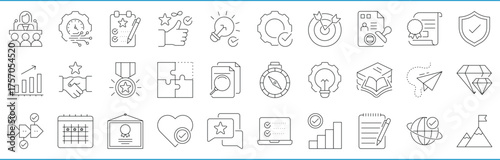 Best Practices related line icons set. Vector editable stroke.