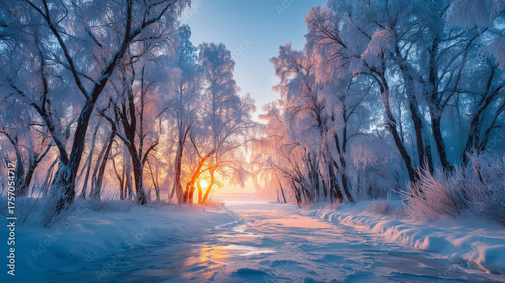 Naklejka premium Winter Frost Morning Background
