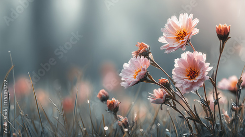 Pink flowers in a field