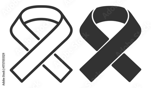 Awareness ribbon icon. Charity, hope and support symbol. Outline vector illustration on transparent background