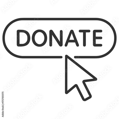 Donate button icon. Online charity and support symbol. Outline vector illustration on transparent background