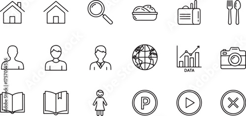 Collection of Outline Icons for Services and Information