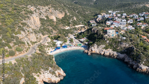 Fototapeta Naklejka Na Ścianę i Meble -  Scenic Aerial View of Kas Harbor and Surrounding Hills