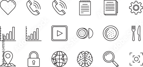 Line Art Icons for Communication and Business collection
