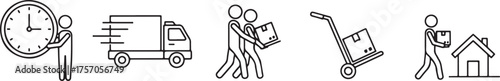 Line art icons illustrating delivery and moving services