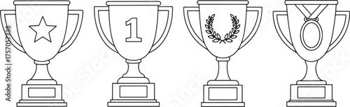 Outline Trophies and Awards Collection Keywords: trophy, award, winner, champion, first place