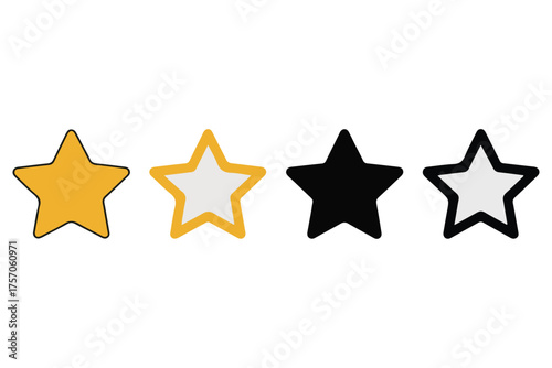 Flat Golden Star Medal Vector Illustration