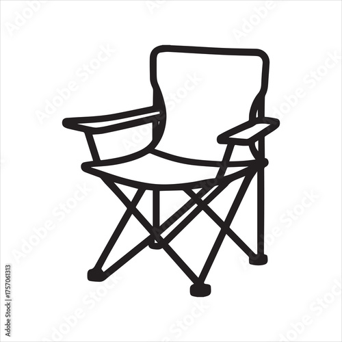 Camping chair folding outline icon vector