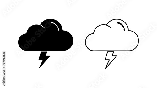 Storm cloud with lightning with transparent background
