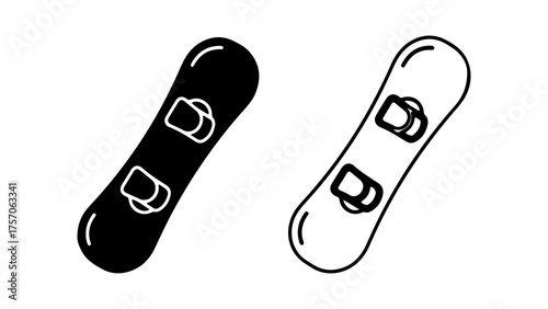 Snowboard with bindings with transparent background