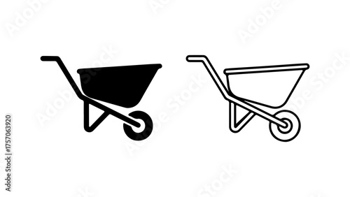Wheelbarrow icon set with transparent background