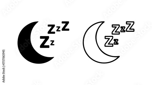Crescent moon and sleep symbols with transparent background