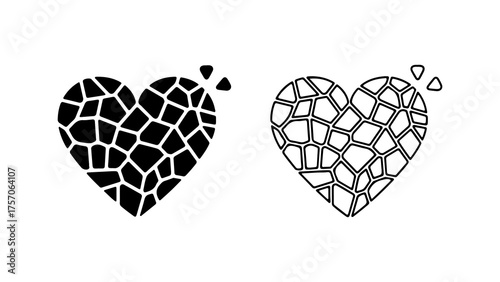 Broken heart shapes with transparent background