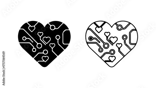 Heart circuit board with transparent background