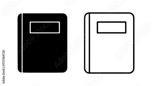 Notebook icons with outline and solid fill with transparent background
