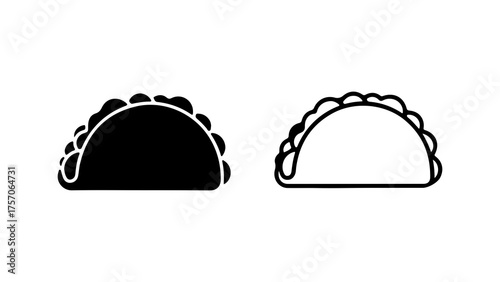Taco outline and solid icons with transparent background