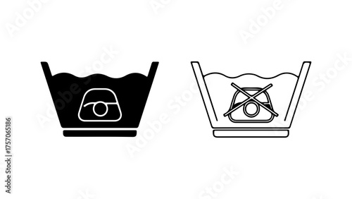 Laundry symbols for washing machine with transparent background