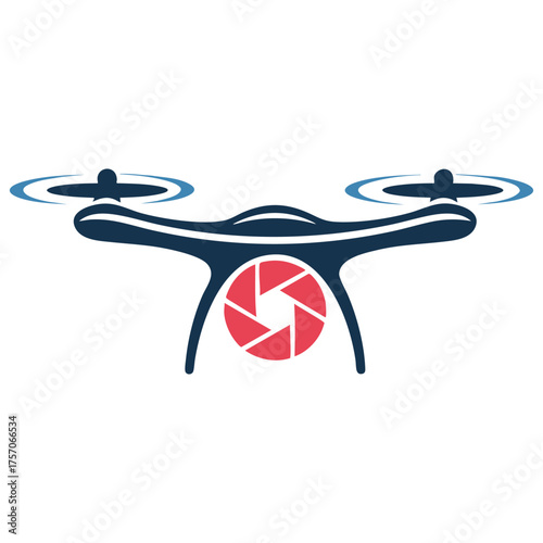 Modern drone with camera lens symbol technology innovation aerial photography