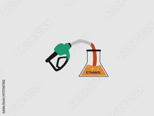 A graphic depicting a fuel nozzle pumping an orange liquid