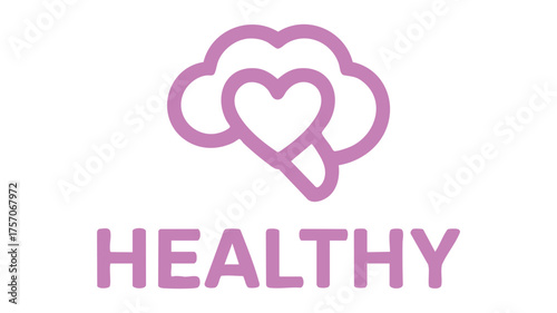Heart and brain icon with healthy text for wellness and medical branding