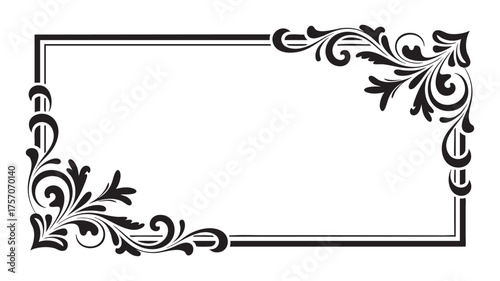 Ornate decorative rectangle frame with flourishes elegant border design element