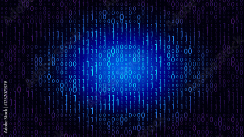 Blue colors digits One and Zero as modern technology background.
