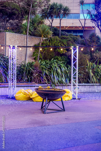 Outdoor Fire Pit with Festive Lights at Matariki Celebration Wellington New Zealand
