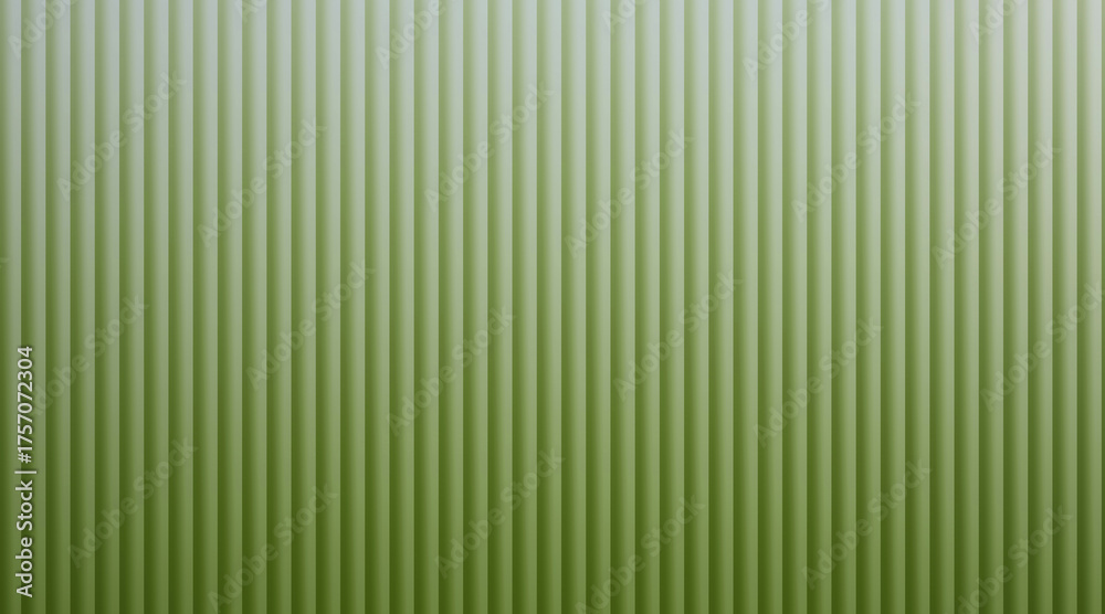 Obraz premium Green corrugated metal sheet surface with vertical lines and gradient light