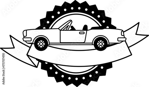 black and white logotype of A convertible car